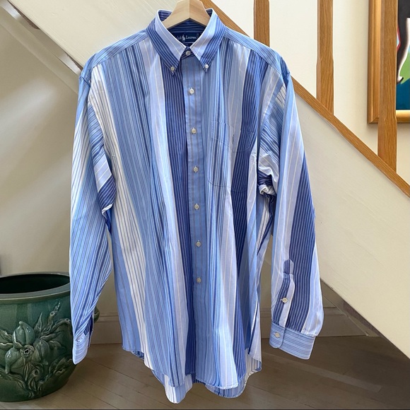 RALPH LAUREN Classic 100% Cotton Stripe Men’s Blaire Shirt, Size Large - Picture 3 of 14